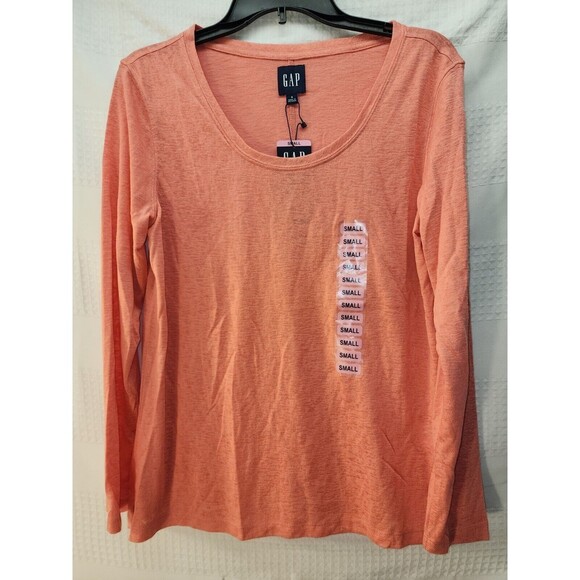 Gap Womens Shirt Long Sleeve Coral Size Small Tshirt Crew Neck - Picture 1 of 6